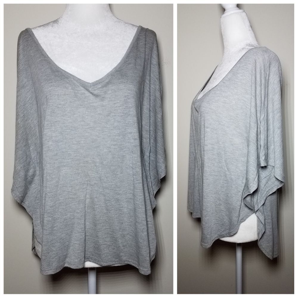 EUC|Grey Boho Flowy Batwing Top, MEDIUM
